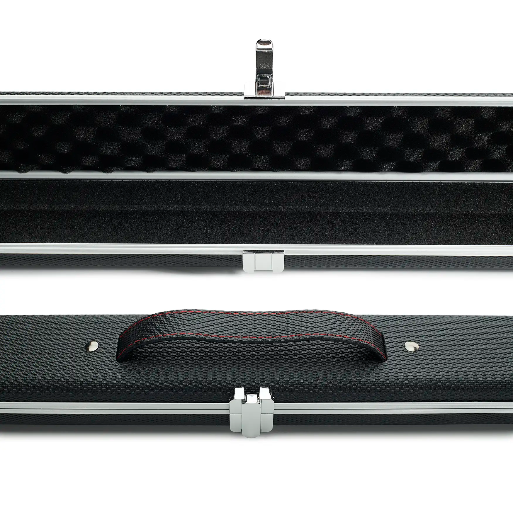 Peradon Carbon & Red Logo Halo Wide One Piece Cue Case mid view
