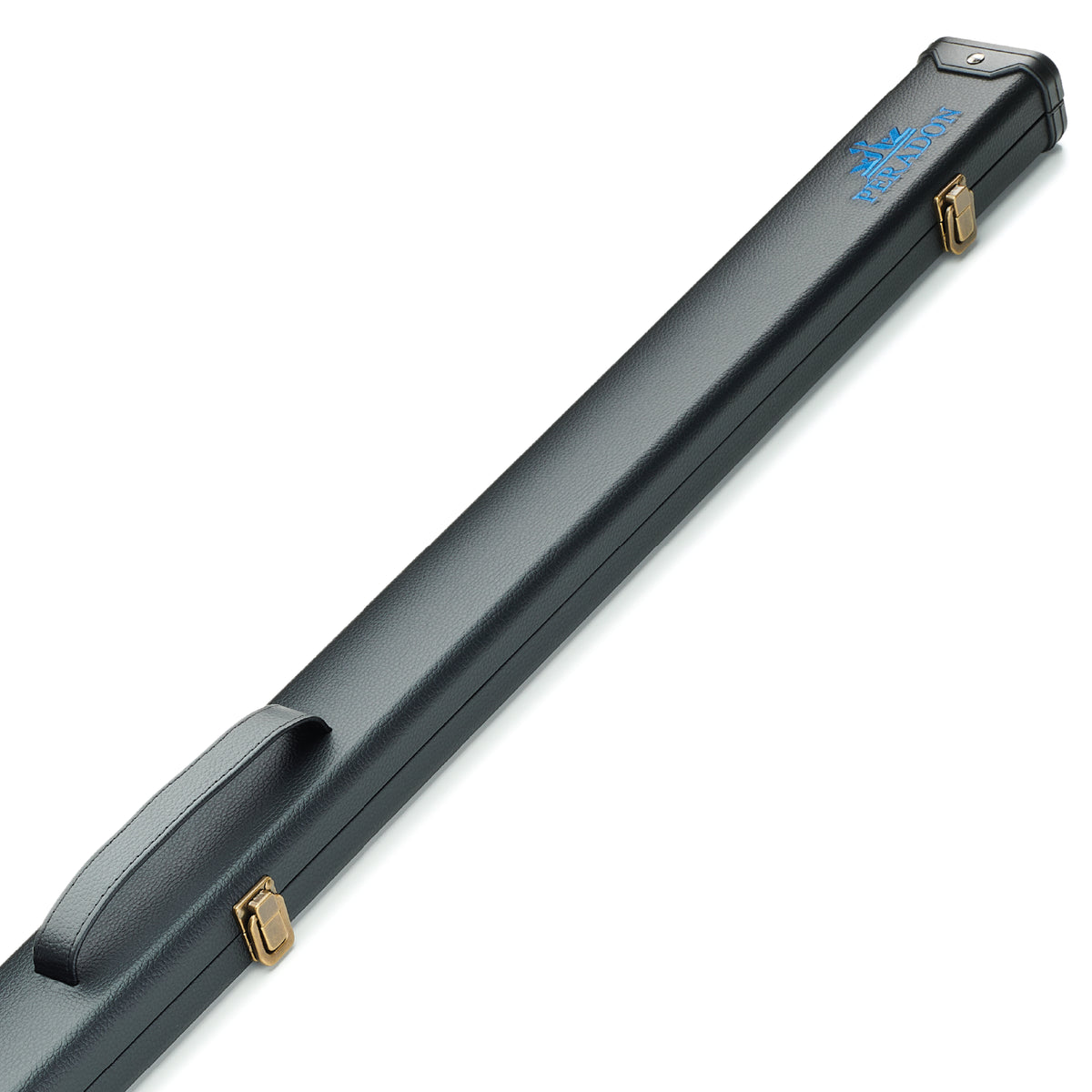Peradon Clubman Black & Blue Logo 3/4 Cue Case Close Up