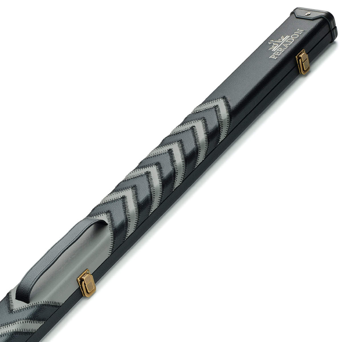 Peradon Clubman Black & Grey Arrow 3/4 Cue Case Close Up