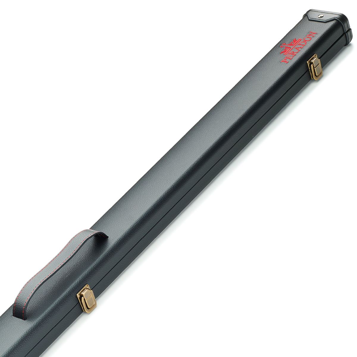 Peradon Clubman Black & Red Logo 3/4 Cue Case Close Up