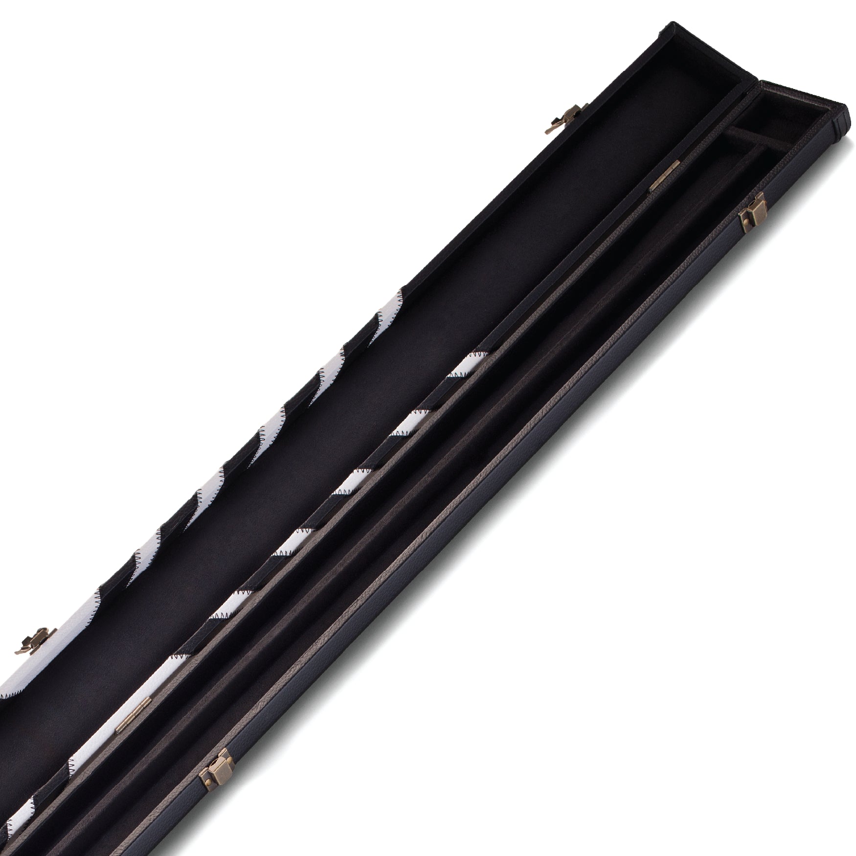 Peradon Clubman Black White Arrow 3/4 Cue Case Open Close Up