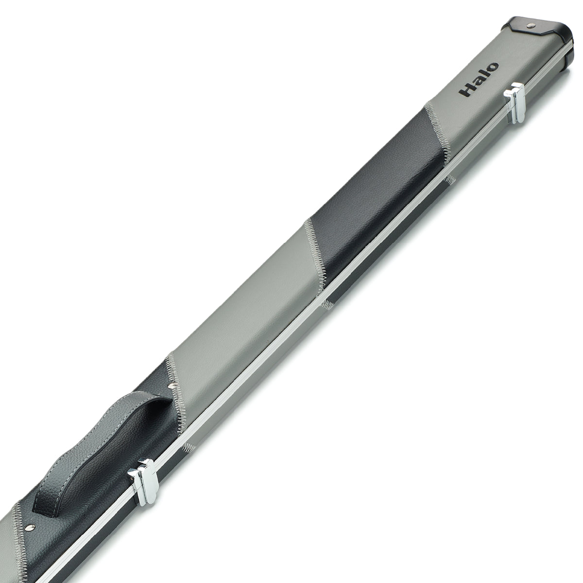 Peradon Grey & Black Stripe Halo Wide One Piece Cue Case Close Up