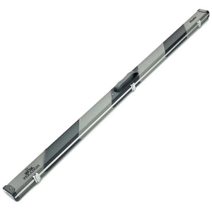 Peradon Grey & Black Stripe Halo Wide One Piece Cue Case full lengh view
