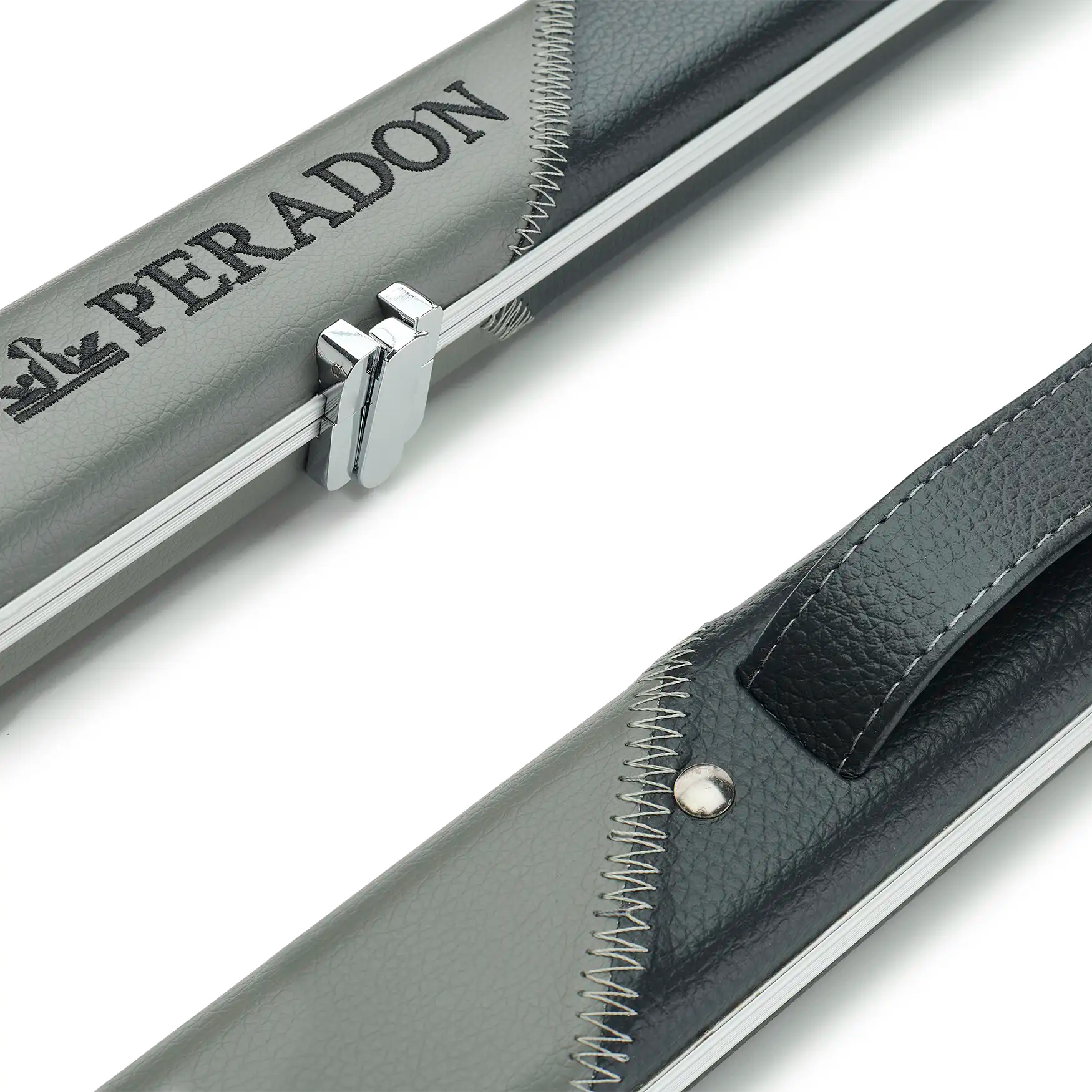 Peradon Grey and Black Stripe Halo Thin One Piece Cue Case dual view