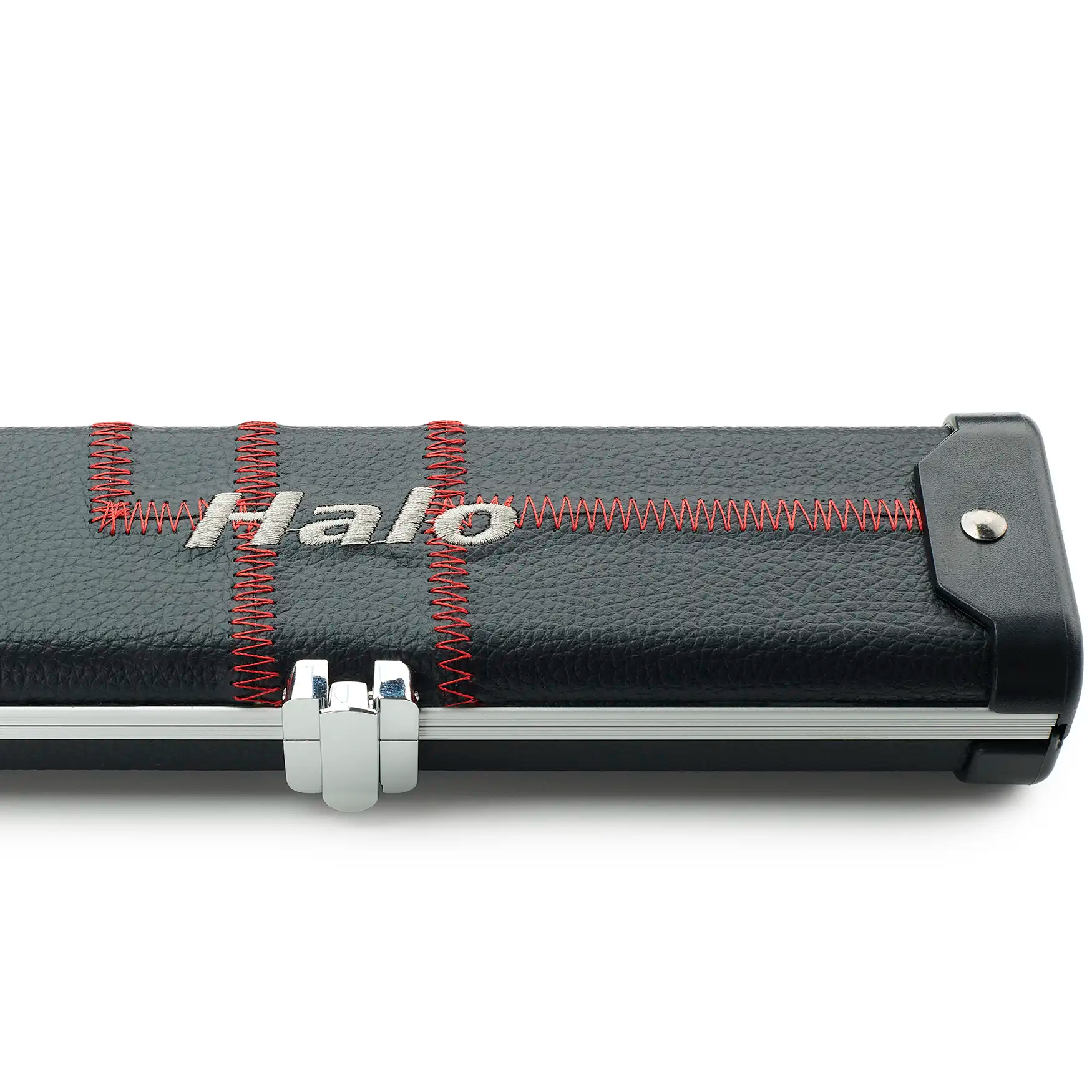 Peradon Halo 3-4 cue case  black red stitch logo view