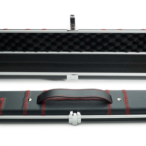 Peradon Halo 3-4 cue case  black red stitch closd & open view