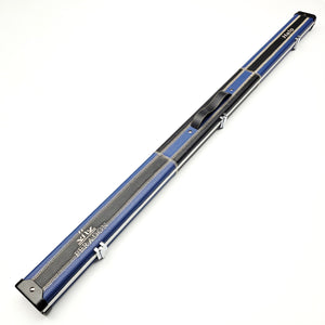 Peradon Limited Edition Black & Blue Block Halo 3/4 Cue Case - Exterior full length view.2