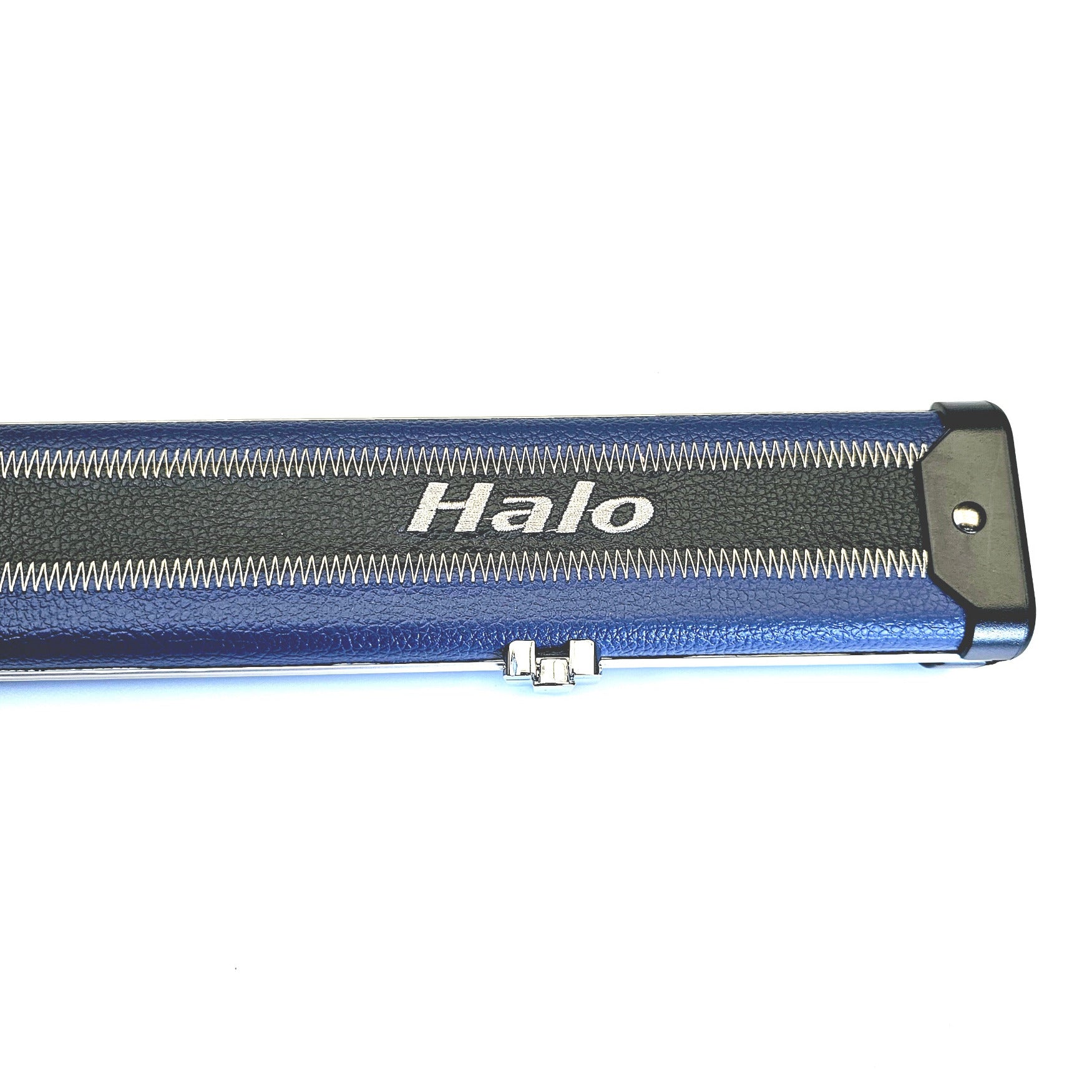 Peradon Limited Edition Black & Blue Block Halo One Piece Cue Case - Halo logo view