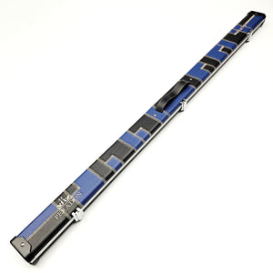 Peradon Limited Edition Black & Blue Patch Halo 3/4 Cue Case - Exterior full length view
