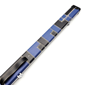 Peradon Limited Edition Black & Blue Patch Halo 3/4 Cue Case - Exterior on angle view
