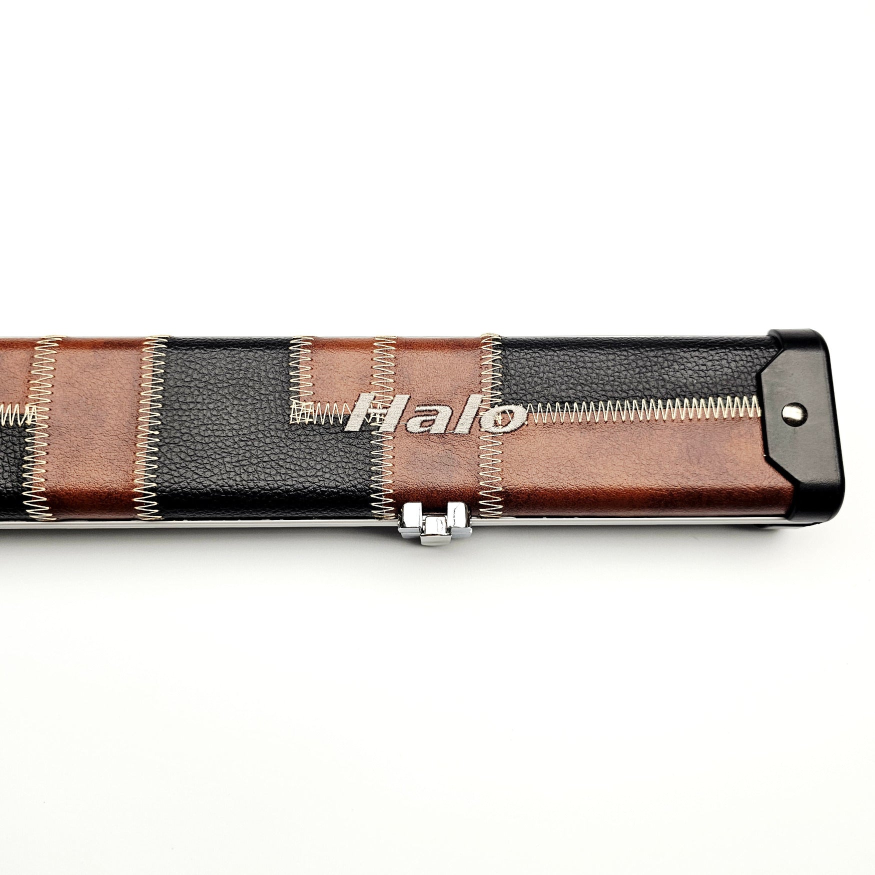 Peradon Limited Edition Black & Tan Patch Halo 3/4 Cue Case - Halo logo view
