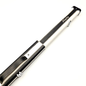 Peradon Limited Edition Black & White Block Halo 3/4 Cue Case - Exterior on angle view