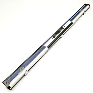 Peradon Limited Edition Black, White & Blue Block Halo 3/4 Cue Case - Exterior full length view