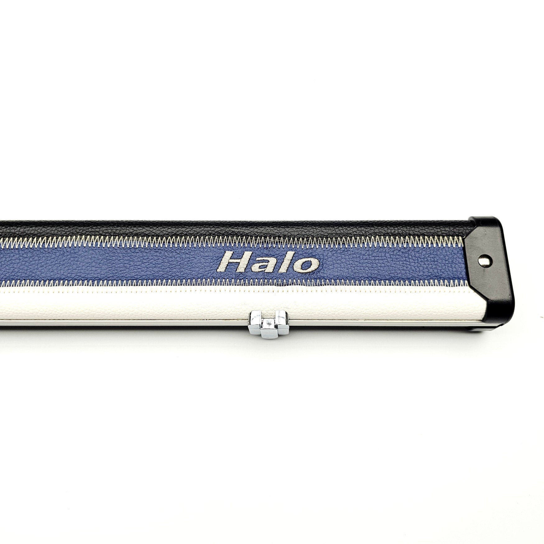 Peradon Limited Edition Black, White & Blue Block Halo 3/4 Cue Case - Halo logo view