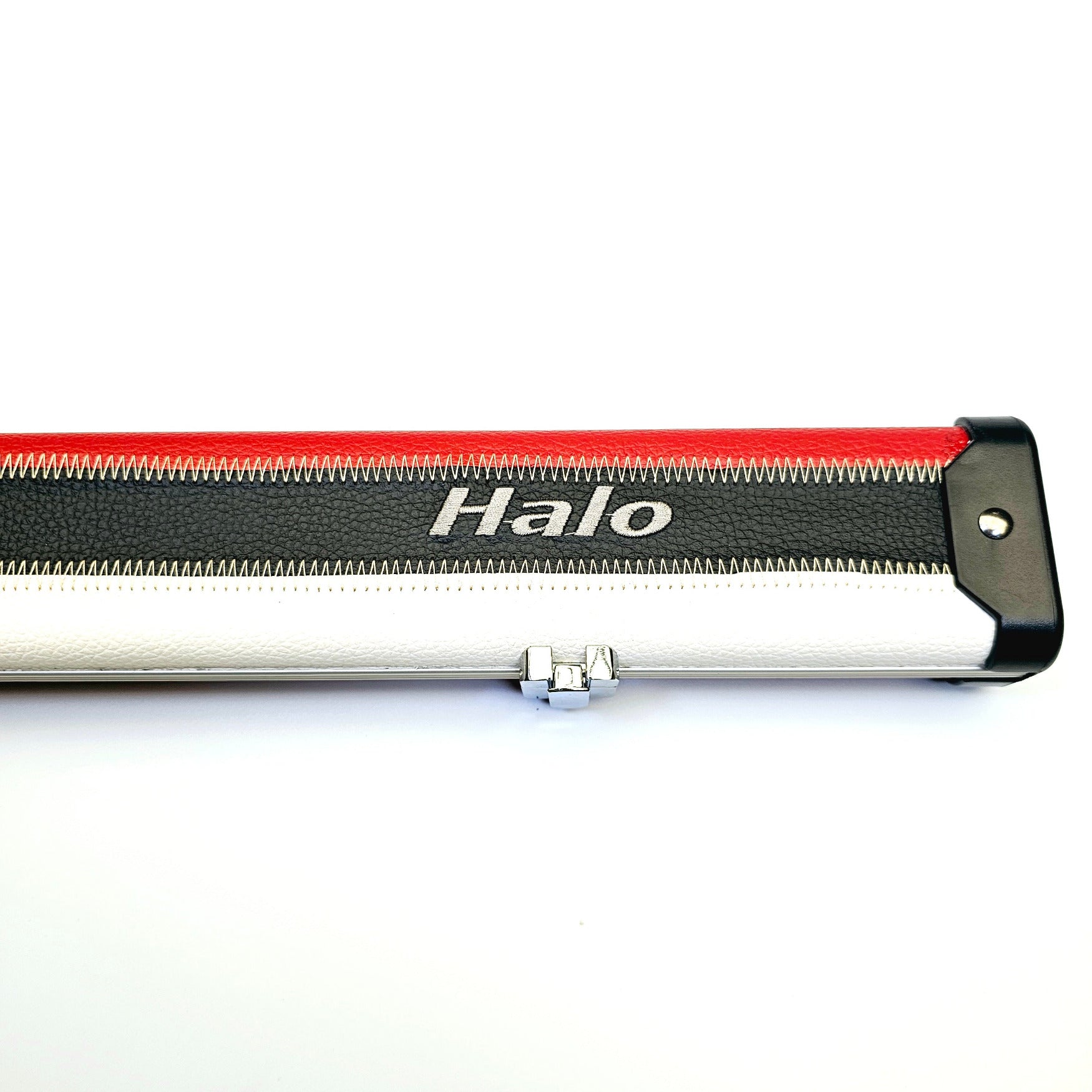 Peradon Limited Edition Red, White & Black Block Halo 3/4 Cue Case - Halo logo view
