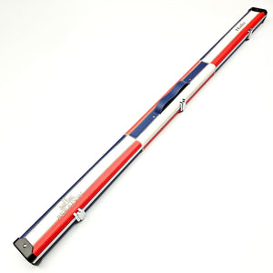 Peradon Limited Edition Red, White & Blue Block Halo 3/4 Cue Case - Exterior full length view