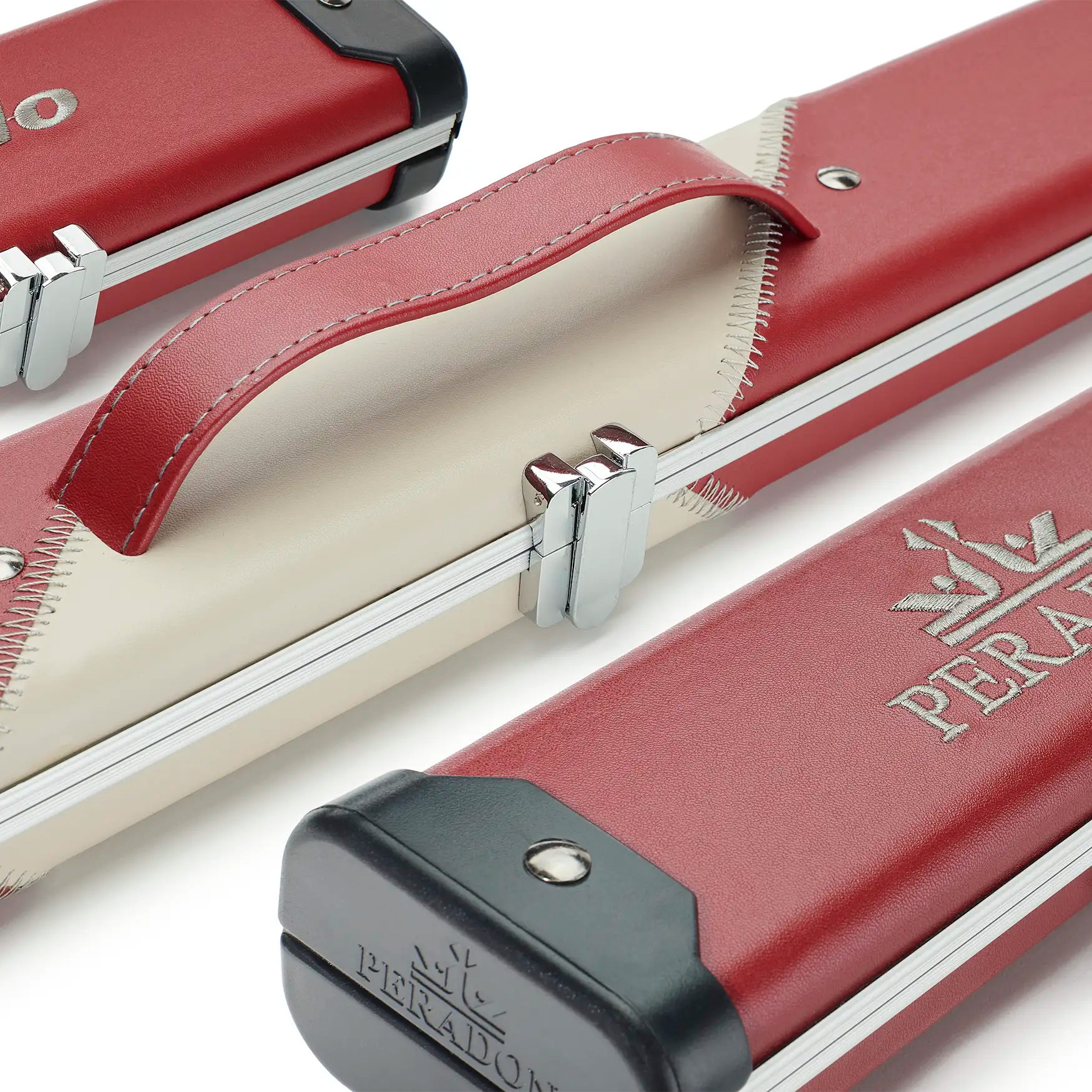 Peradon Red & Cream Stripe Halo Wide One Piece Cue Case assorted view
