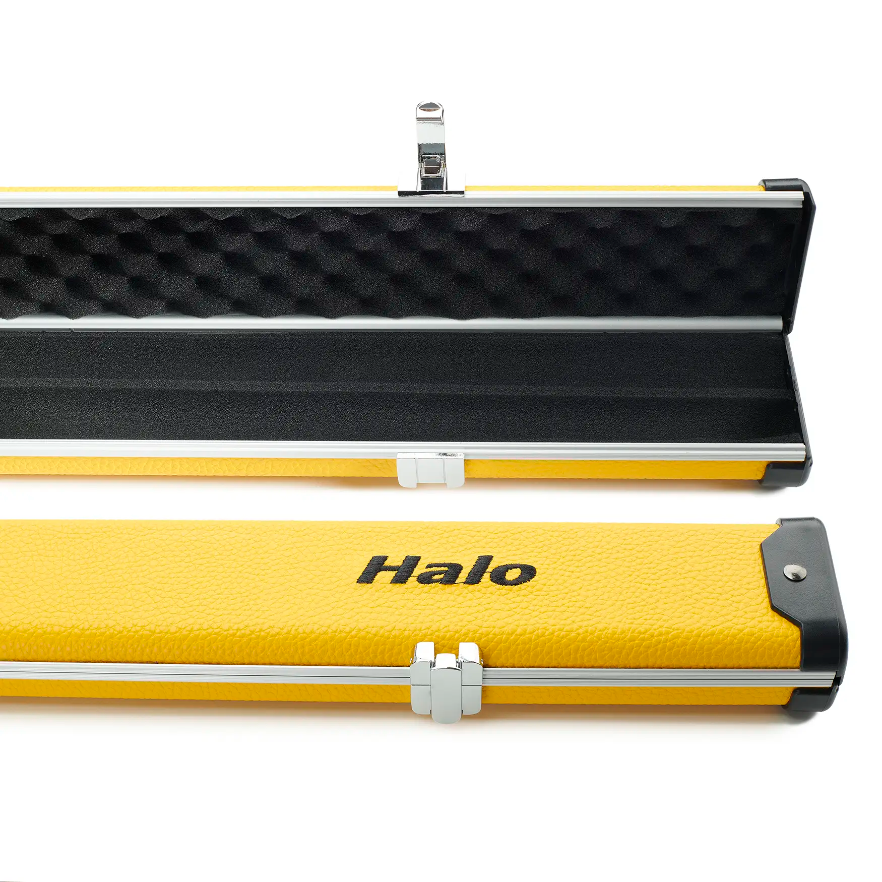 Peradon Yellow Halo Wide One Piece Cue Case open end view