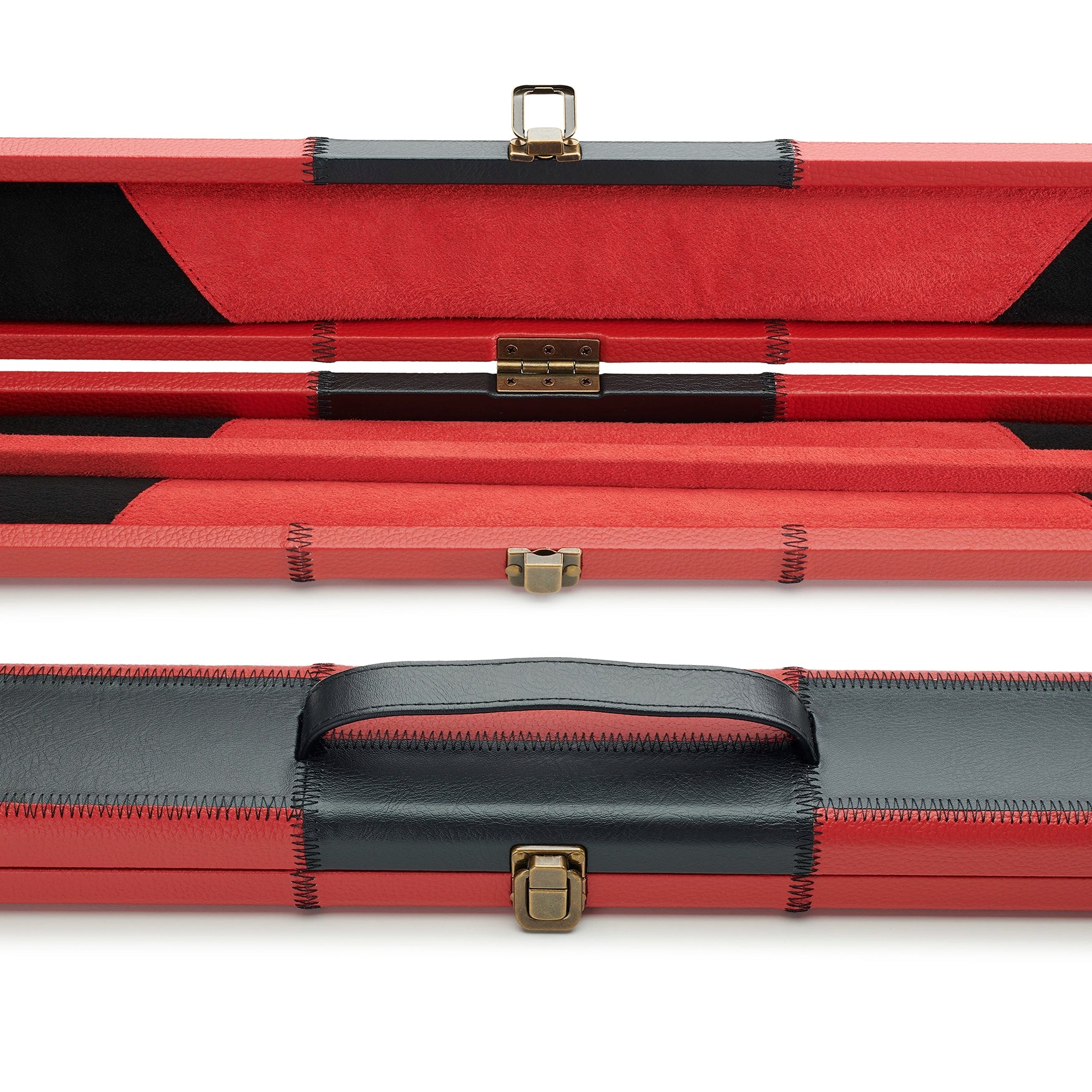 Peradon Black & Red Patch Faux Leather 3/4 Cue Case