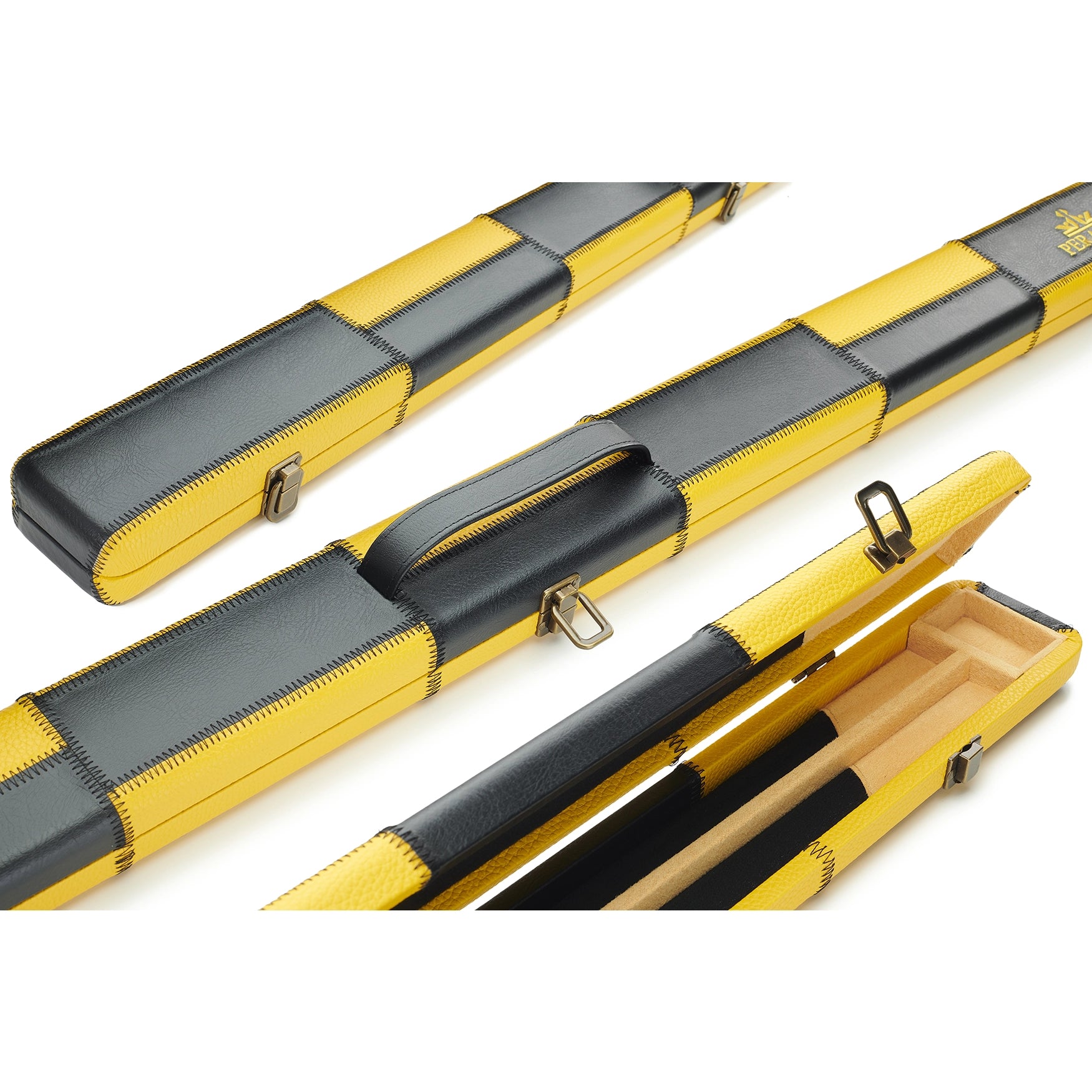 Peradon Black & Yellow Patch Faux Leather 3/4 Cue Case