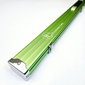 Premium Cues Aluminium One Piece Cue Case in green on angle view