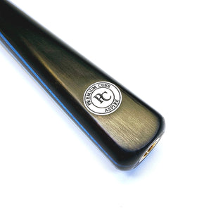 Premium Cues, Aspire 57 inch, handmade three quarter jointed 8 Ball Pool Cue, badge and blue veneers view