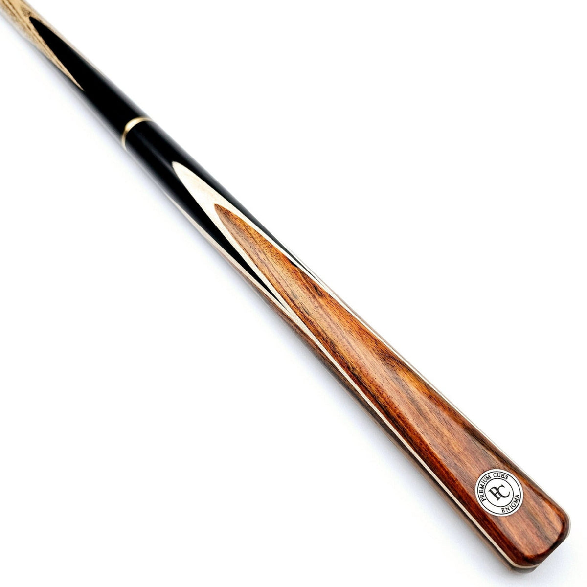 Premium Cues Enigma Handmade 3/4 Jointed Snooker Cue - On angle view