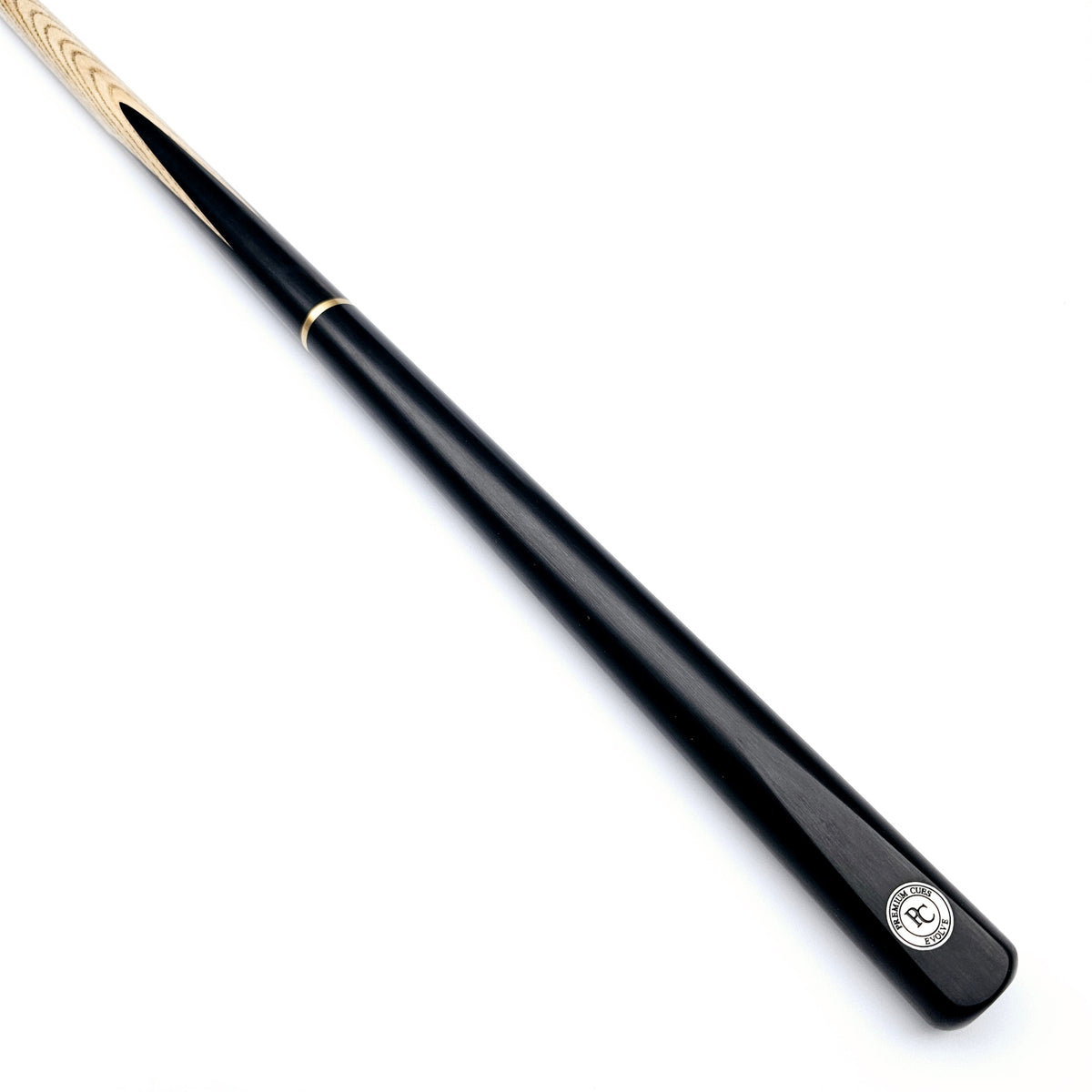 Premium Cues Evolve Handmade 3/4 Jointed Ash Snooker Cue angled view