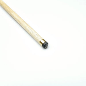 Tip and ferrule of Premium Cues Rocket Handmade Snooker Cue with maple shaft, designed for accurate cue ball control in competitive snooker.