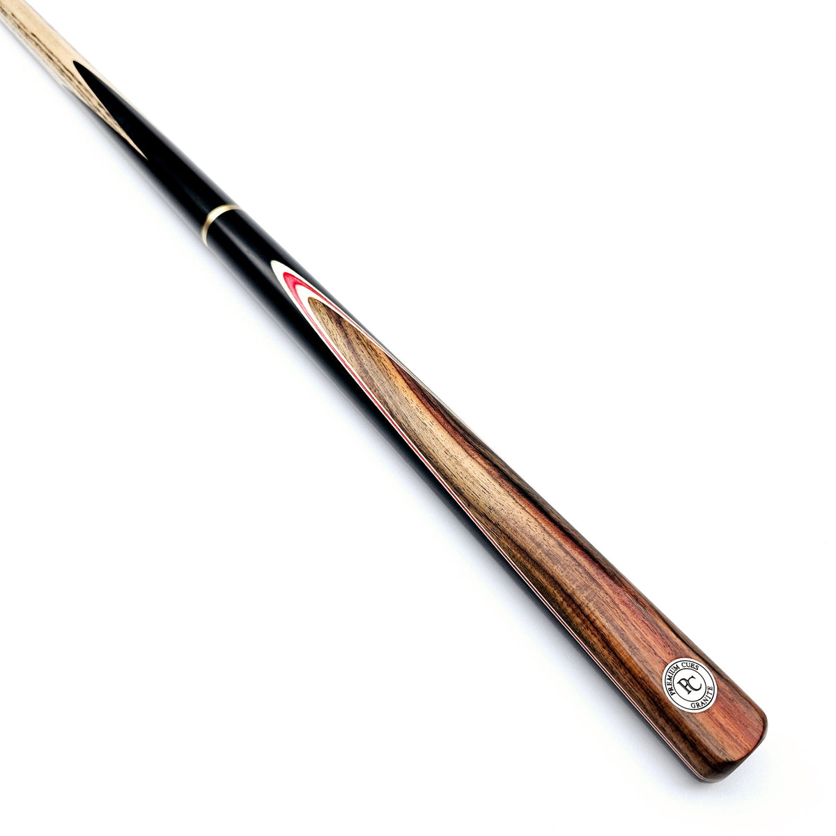 Premium Cues Granite Handmade 3/4 Jointed Snooker Cue on angle view