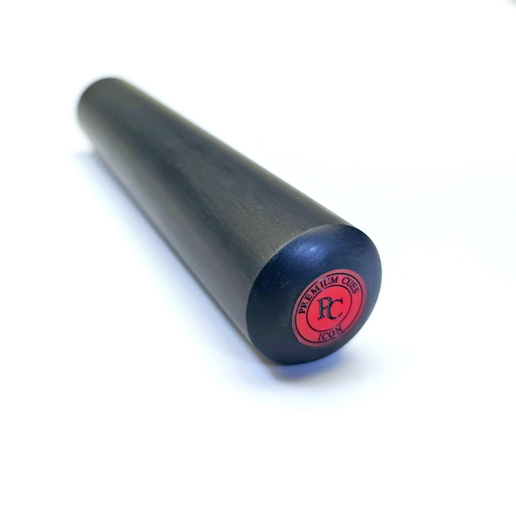 Premium Cues ICON 6" Solid Ebony Mini Butt - On angle view