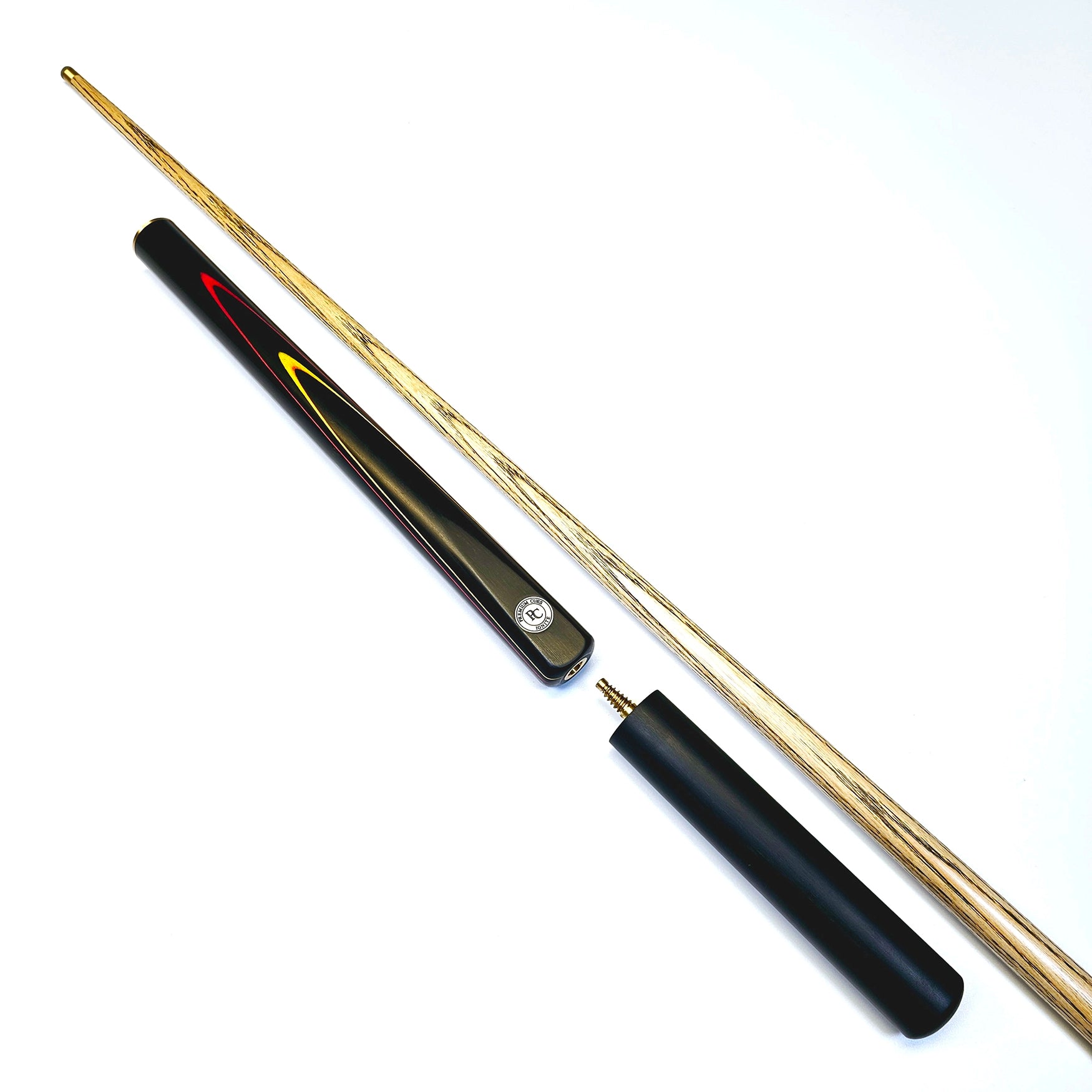 Premium Cues Ignite, handmade three quarter jointed 8 ball pool cue full cue view