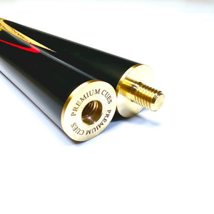 Premium Cues Ignite, handmade three quarter jointed 8 ball pool cue full cue view