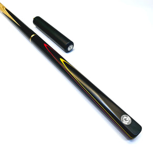 Premium Cues Ignite, handmade three quarter jointed 8 ball pool cue full cue view