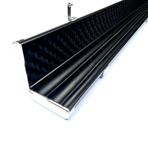 Premium Cues One Piece 3 Channel Aluminium Cue Cases in Black close up open view