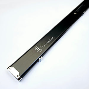 Premium Cues One Piece 3 Channel Aluminium Cue Cases in Black on angle view