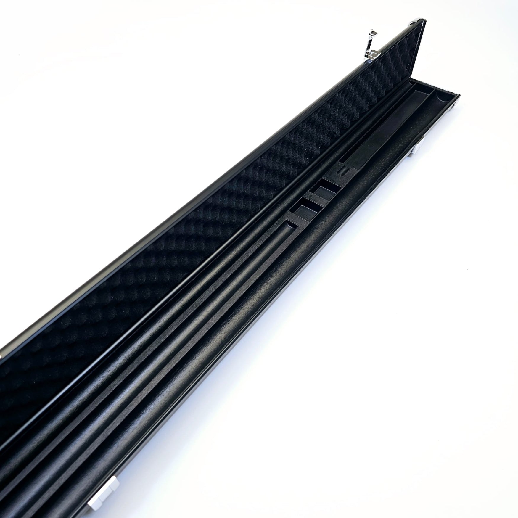 Premium Cues One Piece 3 Channel Aluminium Cue Cases open case view 2