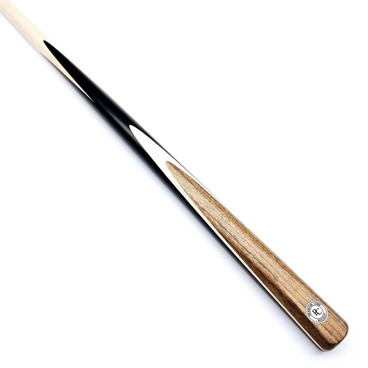 Premium Cues Rocket (Maple) Handmade One Piece Snooker Cue - On angle view