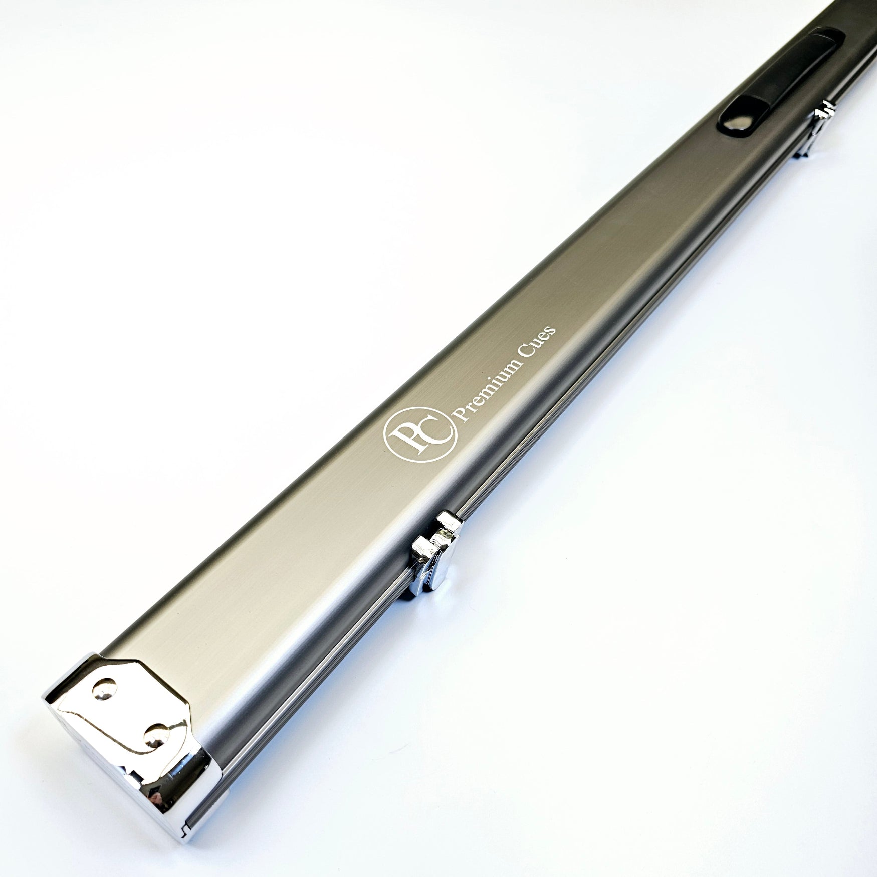 Premium Cues SUPERSLIM Aluminium One Piece Cue Case in black on angle view