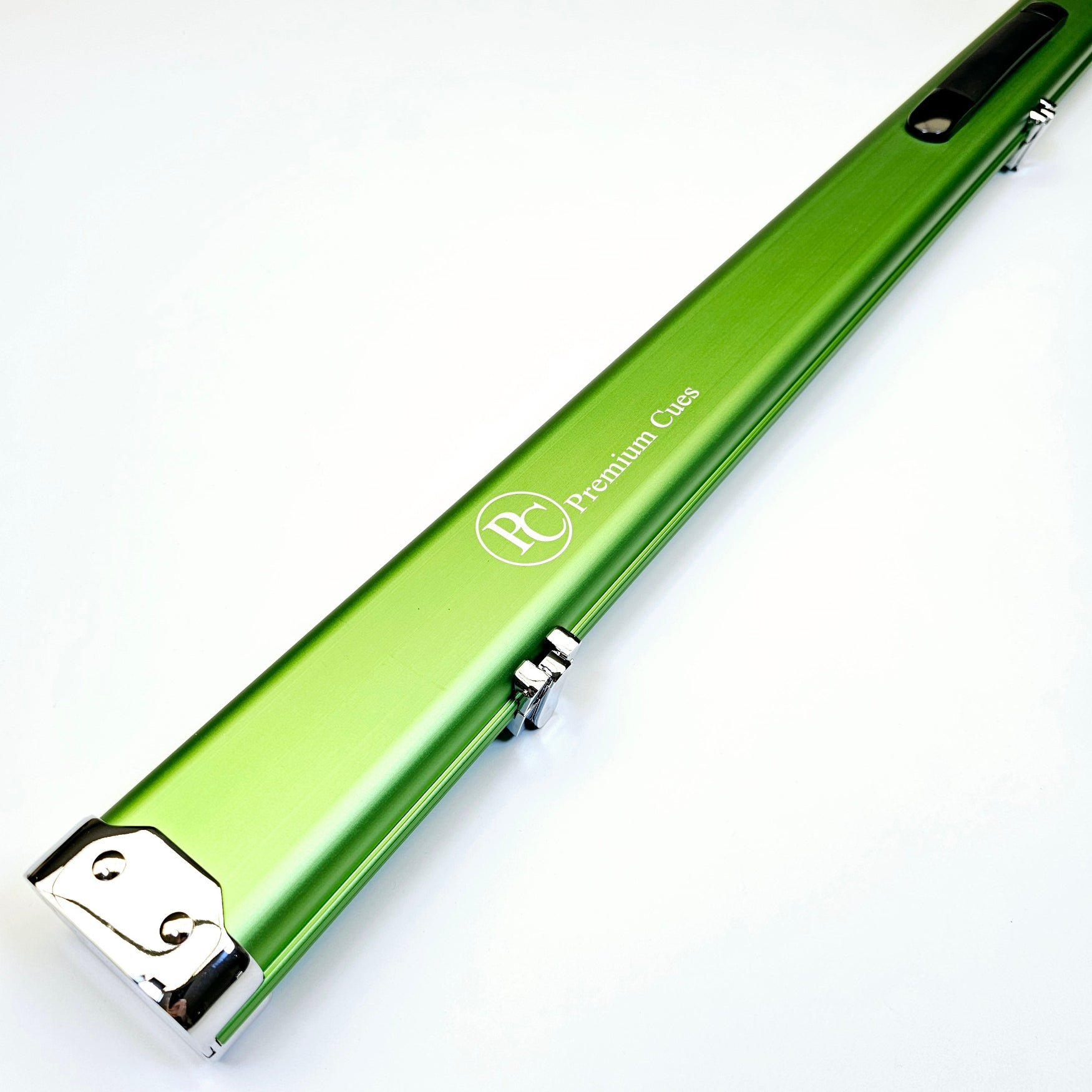 Premium Cues SUPERSLIM Aluminium One Piece Cue Case in gree on angle view