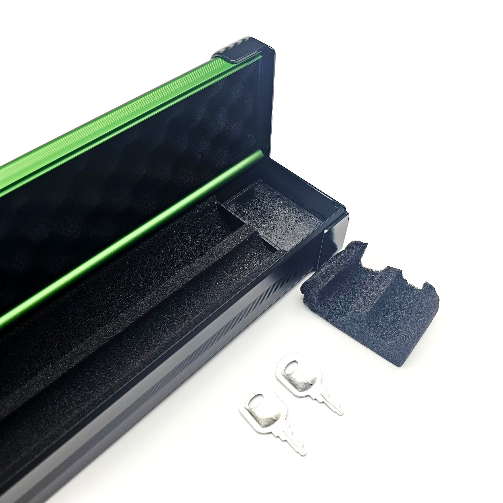 Premium Cues Stellar Two Tone One Piece Cue Case in Green - Open end view