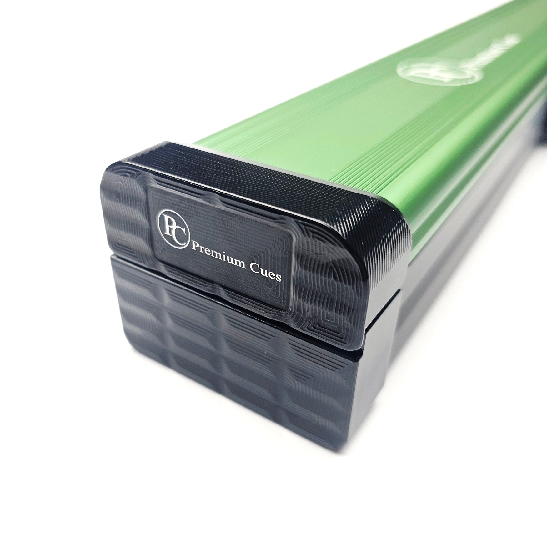 Premium Cues Stellar Two Tone One Piece Cue Case in Green end cap view