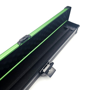 Premium Cues Stellar Two Tone One Piece Cue Case in Green open end view
