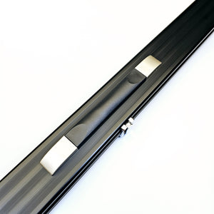 Premium Cues three quarter aluminium case in black handle view