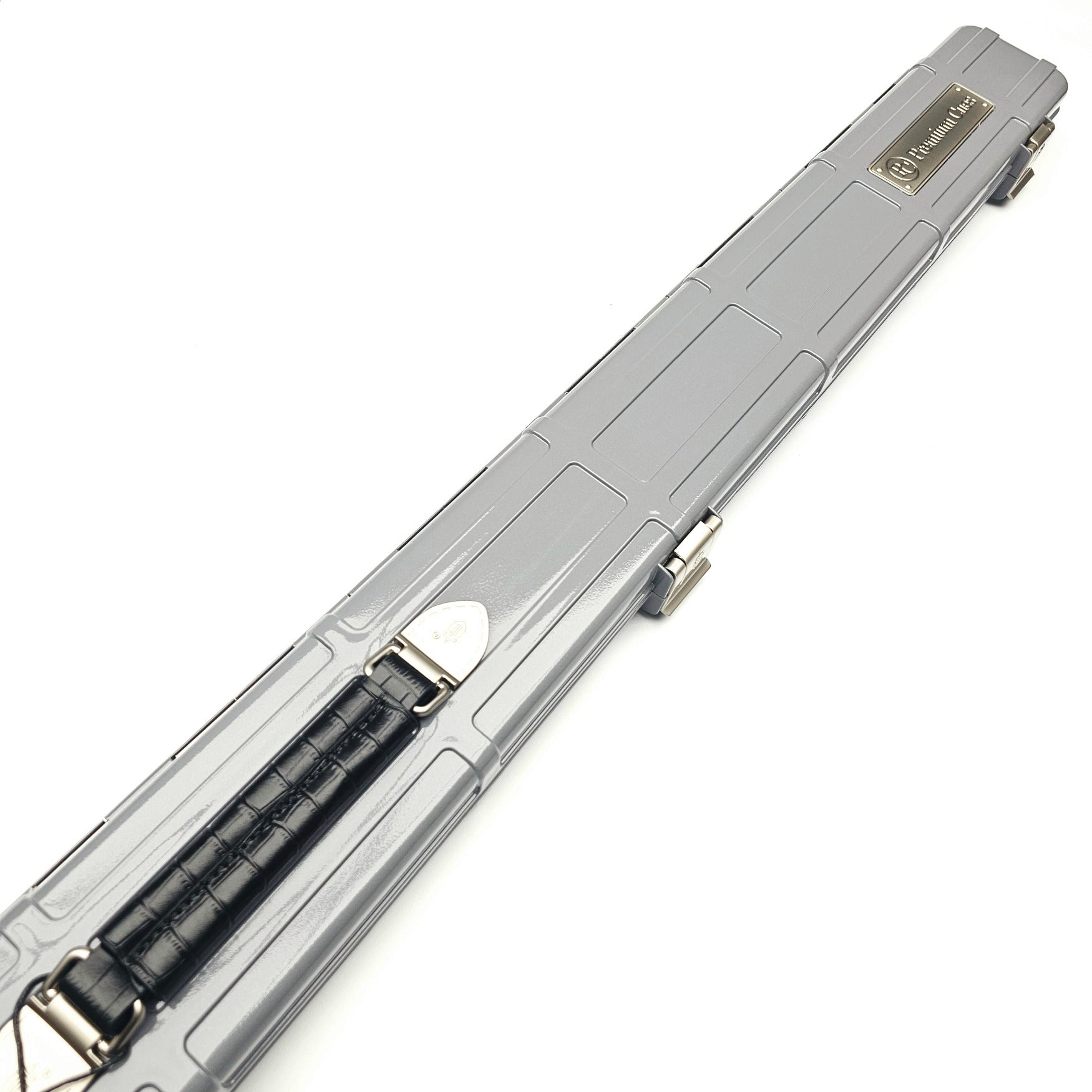 Premium Cues x Vibrant Multifunctional Grey One Piece Cue Case - Outside top on angle view