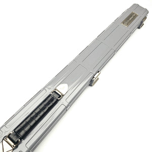 Premium Cues x Vibrant Multifunctional Grey One Piece Cue Case - Outside top on angle view