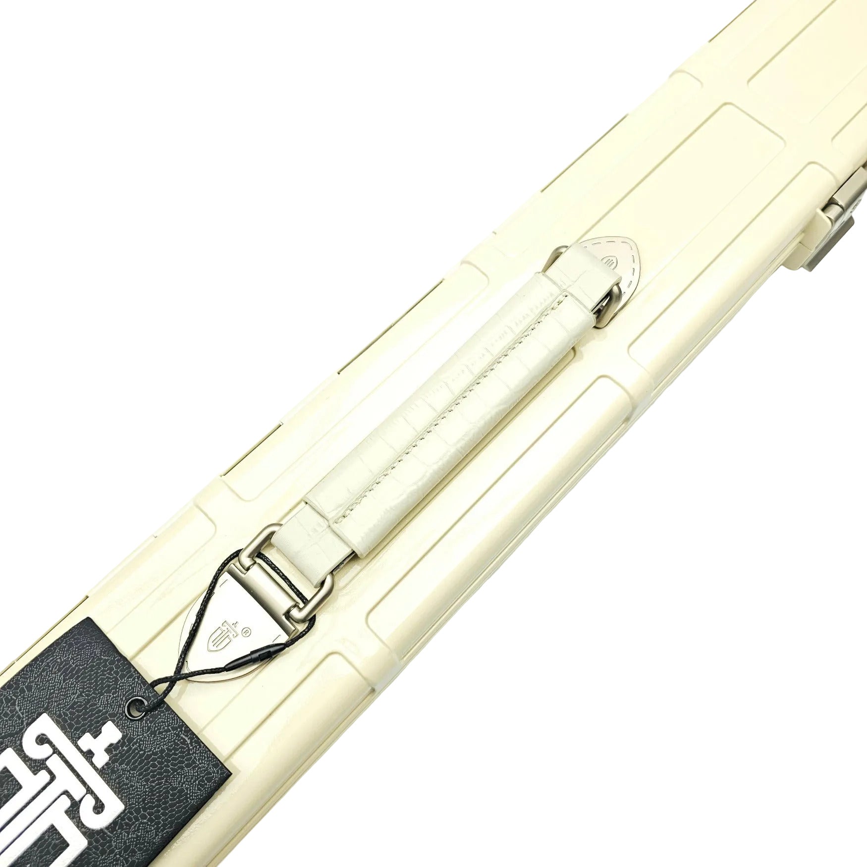 Premium Cues x Vibrant Multifunctional Off-White One Piece Cue Case - Handle close up view