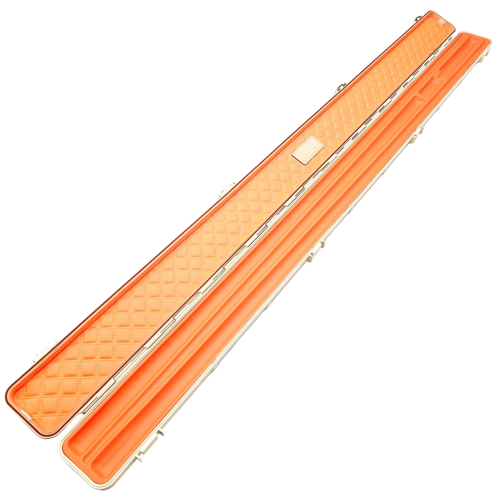 Premium Cues x Vibrant Multifunctional Off-White One Piece Cue Case - Inside on angle view