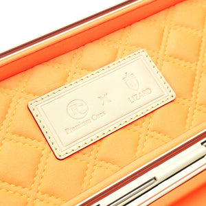 Premium Cues x Vibrant Multifunctional Off-White One Piece Cue Case - Interior Premium Cues x Vibrant Logo close up view