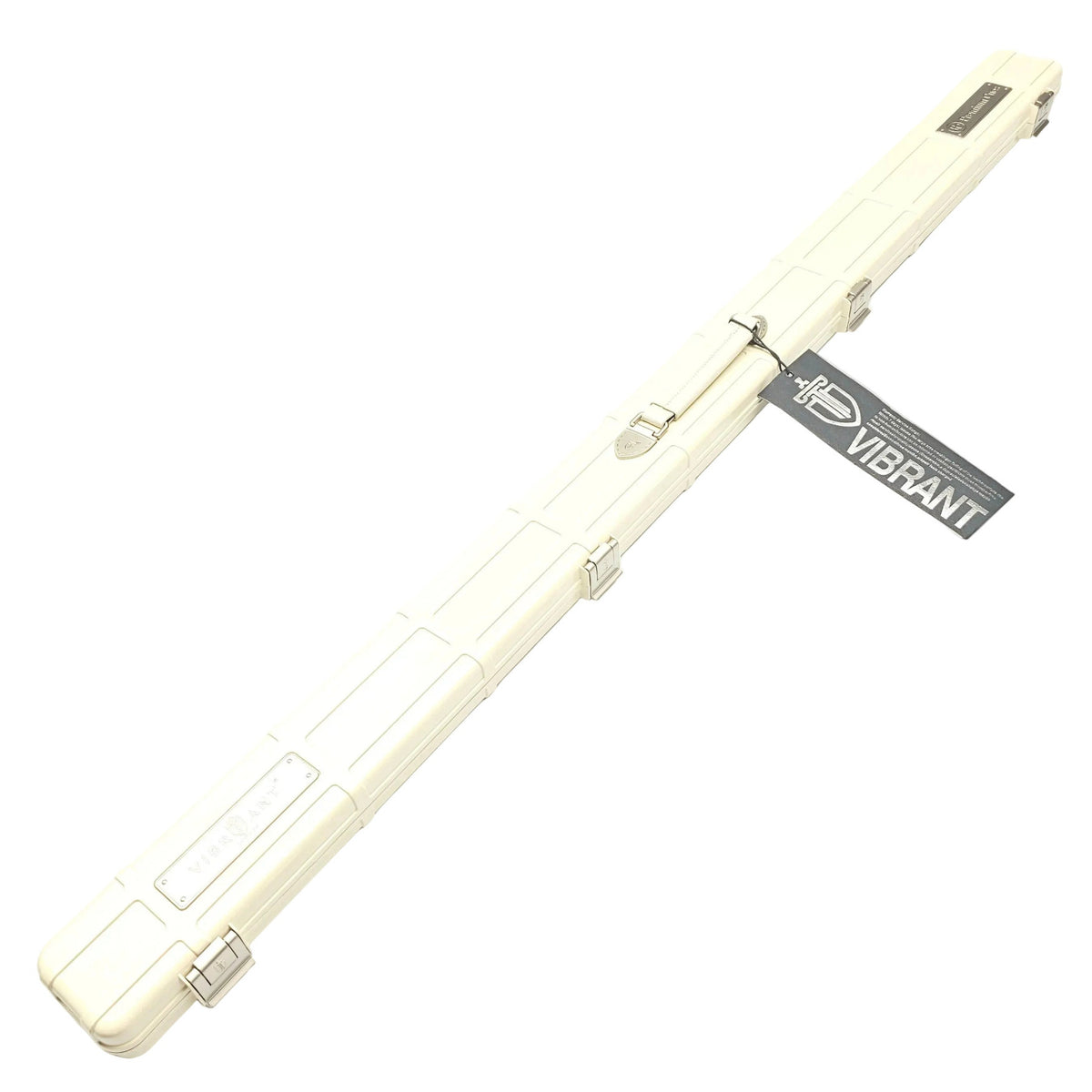 Premium Cues x Vibrant Multifunctional Off-White One Piece Cue Case - Outside on angle view